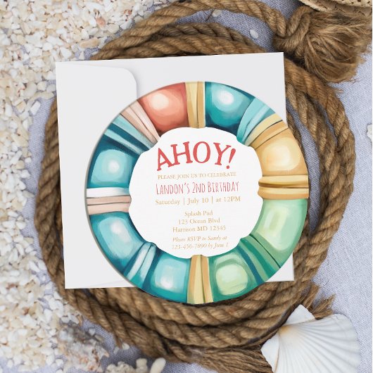 Nautical Beach Buoy Boys Invitation Anniversaire