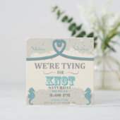 Nautical Beach Coeur Noeud de mariage Invitation (Debout devant)