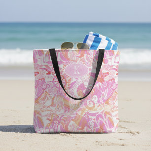 Nautical Beach Collage Heet Roze ID840 Draagtas