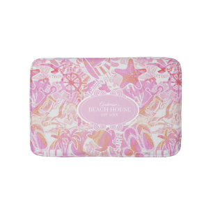 Nautical Beach Collage Hot Pink ID840 Badmat