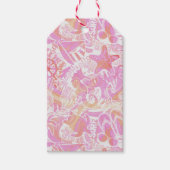 Nautical Beach Collage Hot Pink ID840 Cadeaulabel (Voorkant)