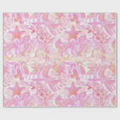Nautical Beach Collage Hot Pink ID840 Cadeaupapier (Vlak)