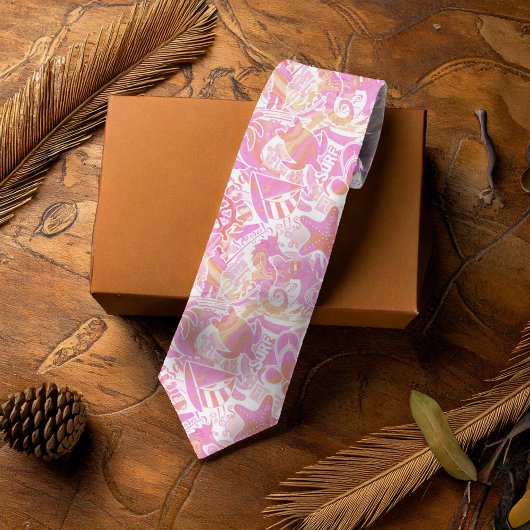 Nautical Beach Collage Hot Pink ID840 Cravate