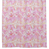 Nautical Beach Collage Hot Pink ID840 Douchegordijn (Voorkant)