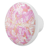 Nautical Beach Collage Hot Pink ID840 Keramische Knop (Rechts)