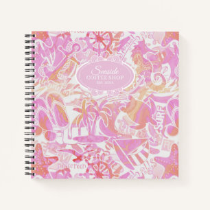 Nautical Beach Collage Hot Pink ID840 Notitieboek