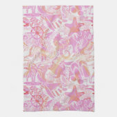 Nautical Beach Collage Hot Pink ID840 Theedoek (Verticaal)