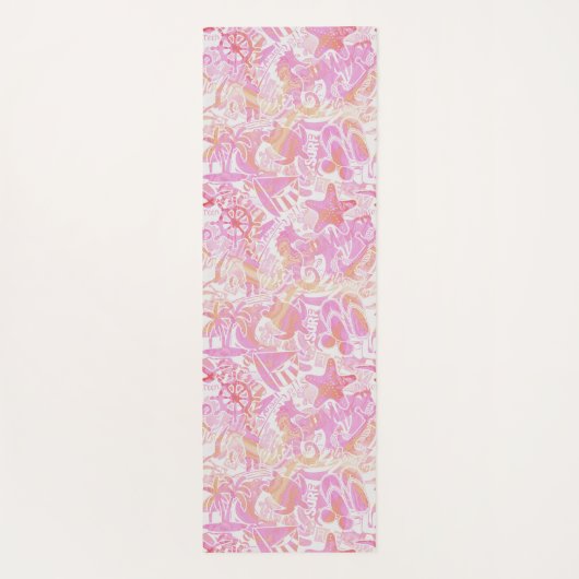 Nautical Beach Collage Hot Pink ID840 Yogamat (Achterkant)