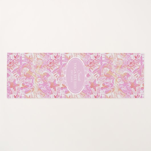 Nautical Beach Collage Hot Pink ID840 Yogamat (Voorkant (horizontaal))