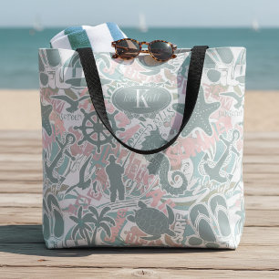 Nautical Beach Collage Sage ID840 Draagtas