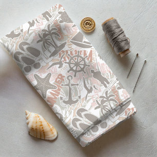 Nautical Beach Collage Taupe ID840 Stof