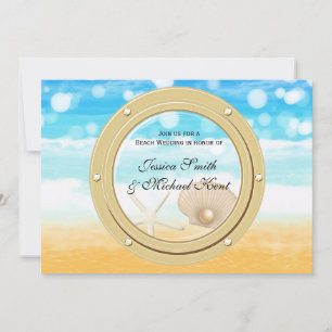 Nautical Beach Cruise Zee Ship Wedding Invitation Kaart