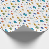 Nautical Beach Gift Wrap van Seashell en Starfish Cadeaupapier (Hoek)