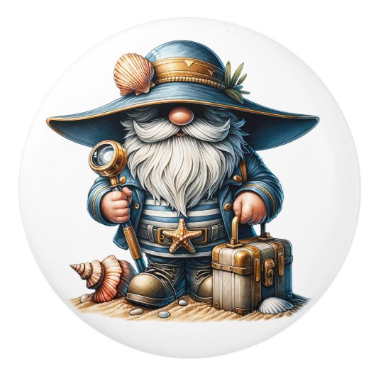 Nautical Beach Gnome Keramische Knop (Voorkant)