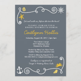 Nautical Beach Grey & Yellow Bridal of Baby shower Kaart