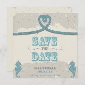Nautical Beach Heart Knot Save the Date (Voorkant / Achterkant)