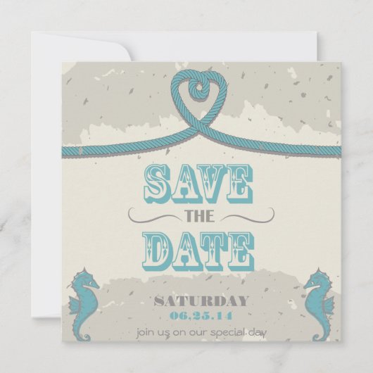 Nautical Beach Heart Knot Save the Date (Voorkant)