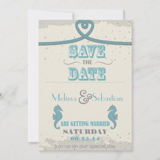 Nautical Beach Heart Knot Save the Date (Voorkant)