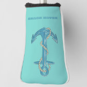 Nautical Beach House, Anchor, Rope, Mint Green Golfheadcover (Draai 90)