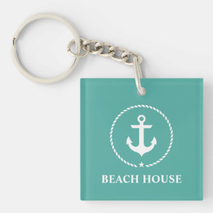 Nautical Beach House Anchor Rope Sleutelhanger