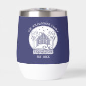 Nautical Beach House Blue White Ancre Nom de famil (Avant)