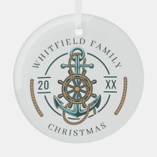 Nautical Beach House Familie Kerst Feestdagen Glas Ornament