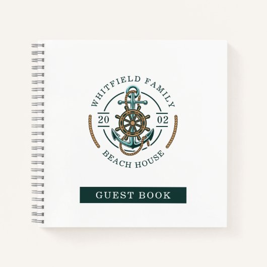 Nautical Beach House Nom de famille Livre d'invité (Devant)