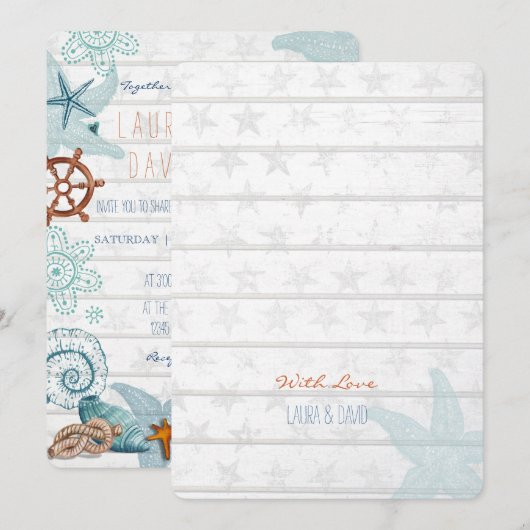 Nautical Beach invitation de mariage (Devant / Derrière)