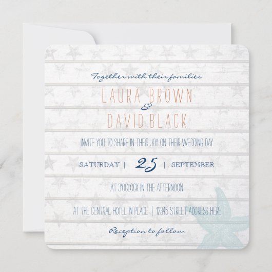 Nautical Beach invitation de mariage (Dos)