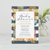 Nautical Beach Ocean / Zee Baby shower Invitation Kaart (Staand voorkant)