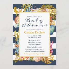 Nautical Beach Ocean / Zee Baby shower Invitation Kaart