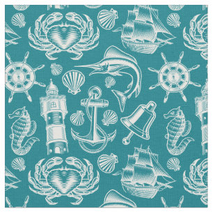 Nautical Beach Ocean Zee Pattern Stof