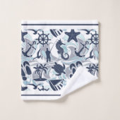 Nautical Beach Pattern Navy ID839 Bad Handdoek (Wasdoekje)