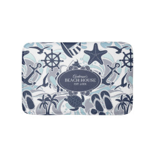 Nautical Beach Pattern Navy ID839 Badmat