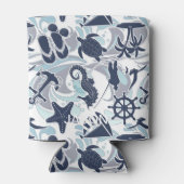 Nautical Beach Pattern Navy ID839 Blikjeskoeler (Achterkant)