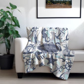 Nautical Beach Pattern Navy ID839 Fleece Deken