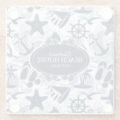 Nautical Beach Pattern Navy ID839 Glazen Onderzetter (Achterkant)