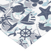 Nautical Beach Pattern Navy ID839 Korte Tafelloper (Hoek)