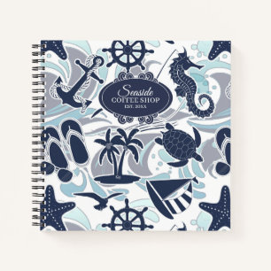 Nautical Beach Pattern Navy ID839 Notitieboek