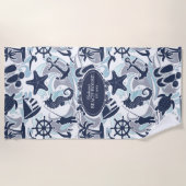 Nautical Beach Pattern Navy ID839 Strandlaken (Voorkant)