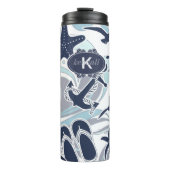 Nautical Beach Pattern Navy ID839 Thermosbeker (Voorkant)