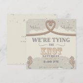Nautical Beach Sand Heart Knot Wedding Invite Kaart (Voorkant / Achterkant)