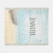 Nautical Beach Scène met roeiboot & Gevist net Fleece Deken (Voorkant (Horizontaal))