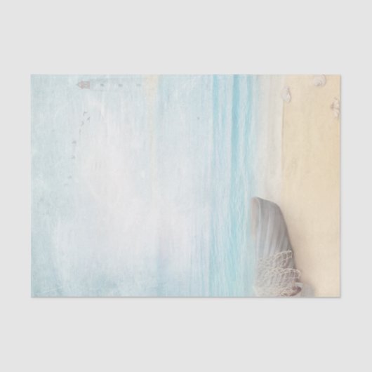 Nautical Beach Scène met roeiboot & Gevist net Tissuepapier (Voorkant)