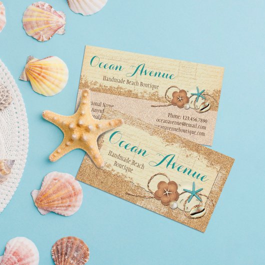 Nautical Beach Seashells & Sand Ocean Boutique Visitekaartje