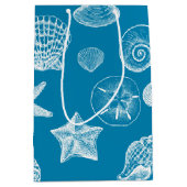 Nautical Beach Shells Aqua White Medium Cadeauzakje (Voorkant)