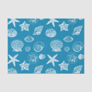 Nautical Beach Shells Aqua White Tissuepapier