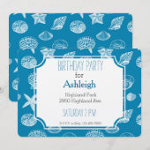 Nautical Beach Shells Aqua White verjaardag Kaart (Voorkant / Achterkant)