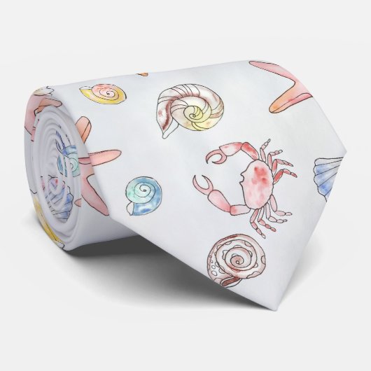 Nautical Beach Starfish Sailing Anchor Pattern Stropdas (Opgerold)