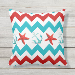Nautical Beach Summer Chevron Outdoor Sierkussen
